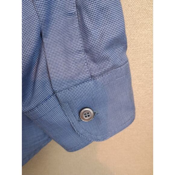 Ermenegildo Zegna Shirt Mens Medium Blue Micro Check Corpcore Office Button Down - Picture 12 of 12